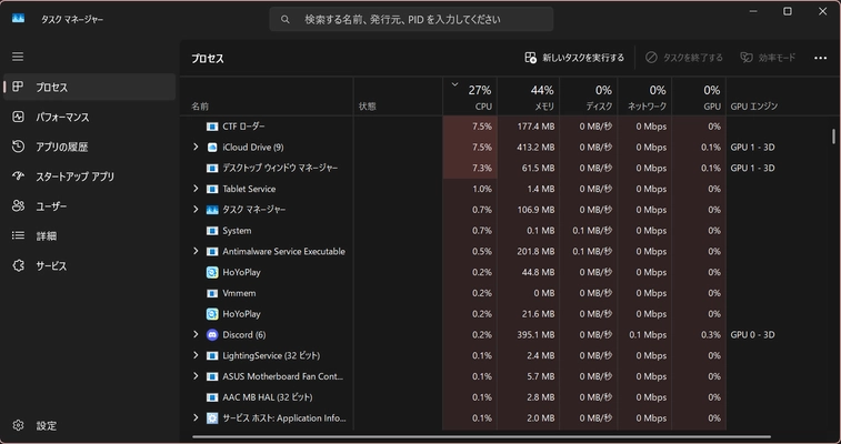 タスクマネージャーWindows11